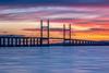 Severn Bridge, river, sunset