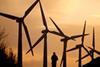 Wind turbines, sunset