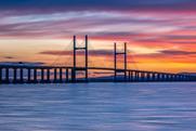 Severn Bridge, river, sunset