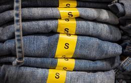 Small, pile, jeans, clothes