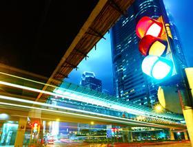 Traffic light, roads, city