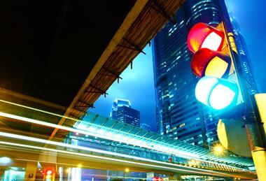 Traffic light, roads, city