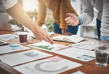 Meeting, discussion, charts