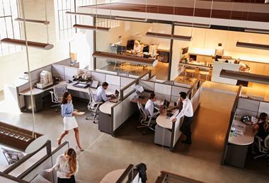 Office interior, desks, workspace