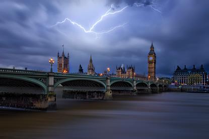 London, Parliament, storm, bridge