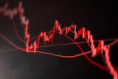 Stock market chart, crash, volatility