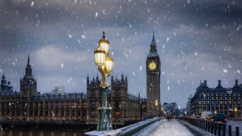 Parliament, London, snow