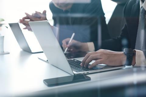 Laptop on desk