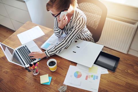 Self employed, desk, laptop, office