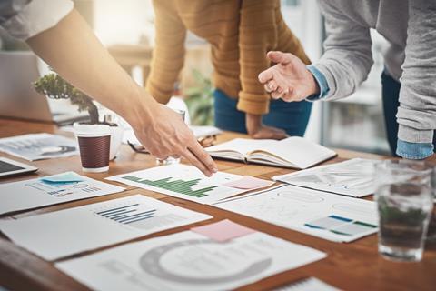 Meeting, discussion, charts