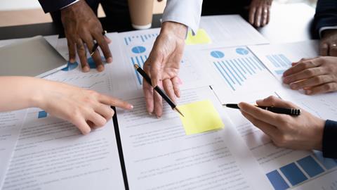 Analysis, charts, data, teamwork