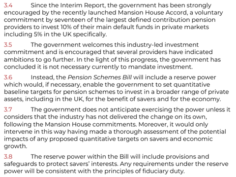 UK investment reserve power - Pensions Investment Review