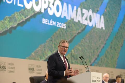 Keir Starmer at COP30 conference, Brazil
