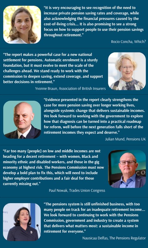 Pensions Commission interim report quotes